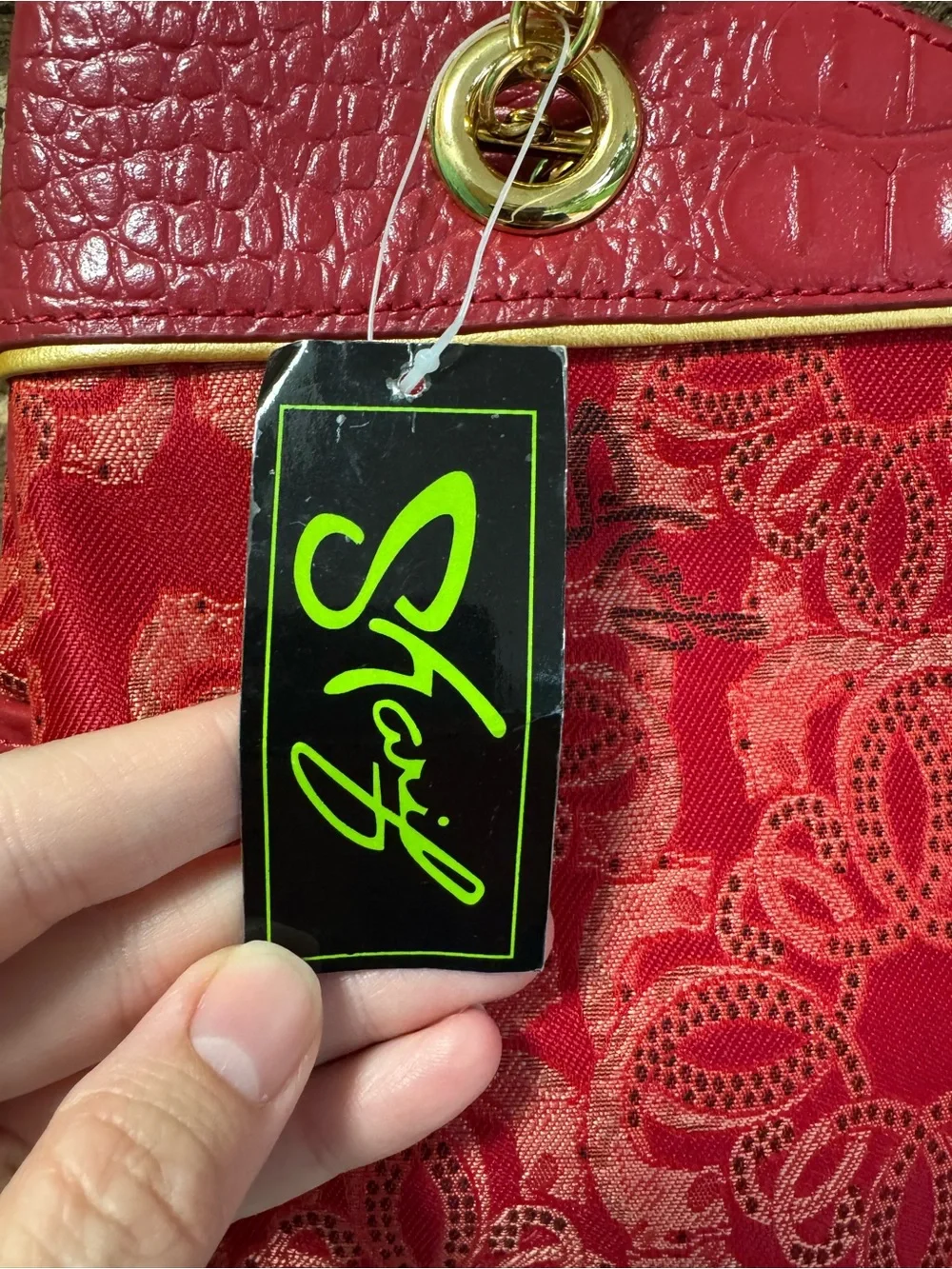 Sharif Ref Tote Bag with Gold Chain Handles